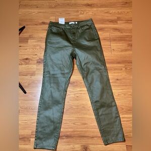 A Loves A Faux Leather Olive High Rise Skinny Ankle Jeans Women’s Size 32 NWT